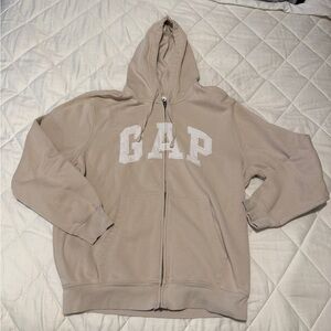 GAP full zip hoodie - women’s medium - tan & cream